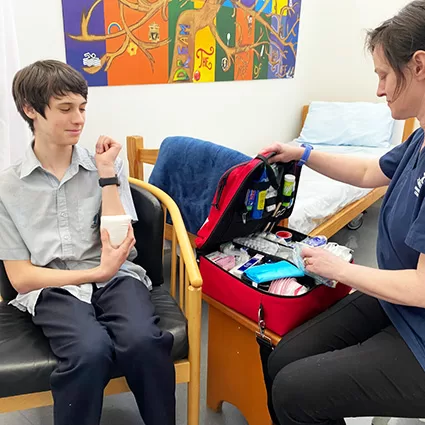 Student support - a student visiting the nurse